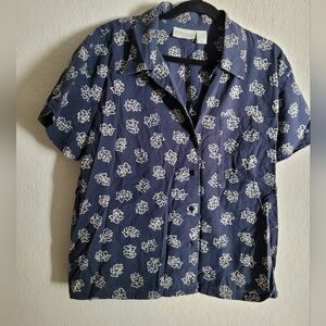 Vintage Elisabeth Liz Claiborne block print button down top | size 16